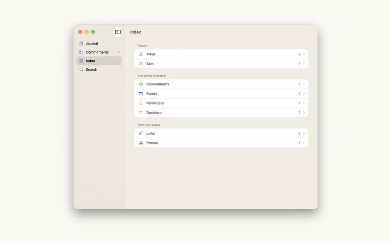 The Index on Mac.